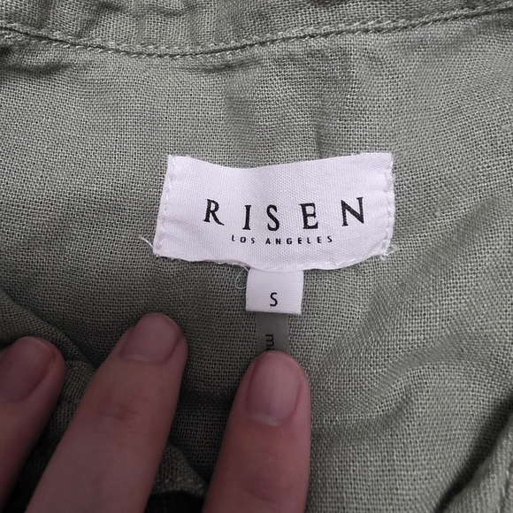 Risen Shirring Long Sleeve Raw Hem Dress With Tapered Waist And Pockets Size S. - Picture 9 of 12